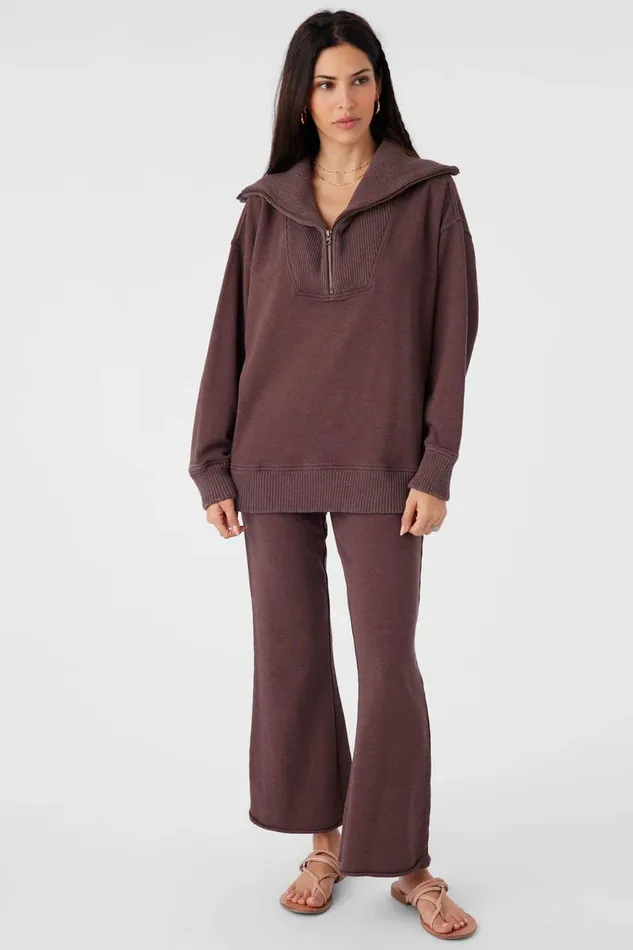 KARMA FRENCH TERRY HALF ZIP PULLOVER Chocolate Women O039NEILL Collections