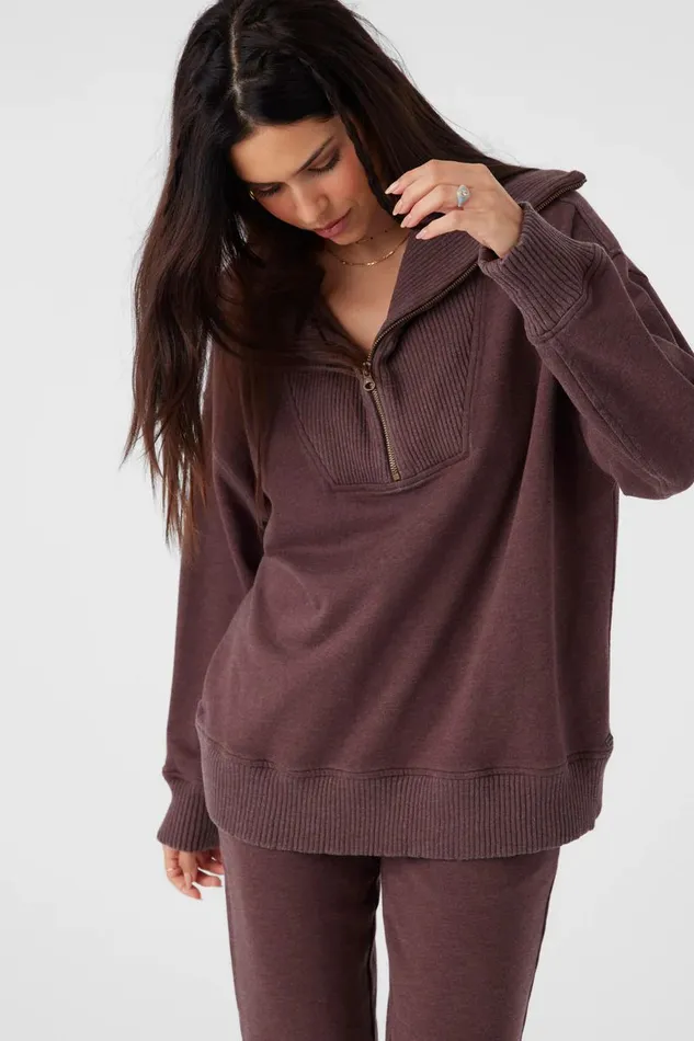 KARMA FRENCH TERRY HALF ZIP PULLOVER Chocolate Women O039NEILL Collections