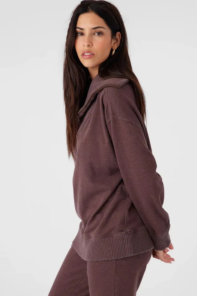 KARMA FRENCH TERRY HALF ZIP PULLOVER Chocolate Women O039NEILL Collections
