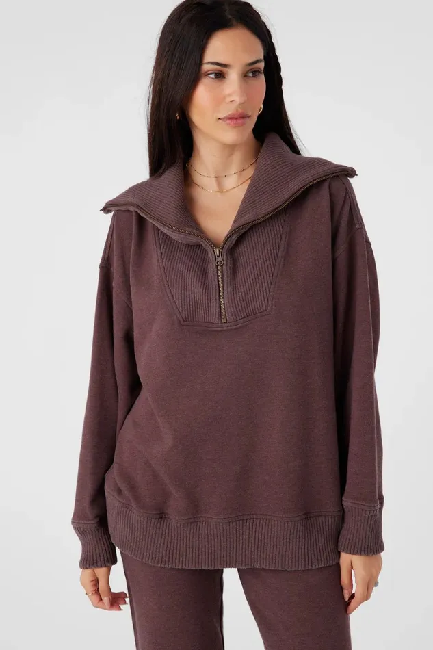 KARMA FRENCH TERRY HALF ZIP PULLOVER Chocolate Women O039NEILL Collections