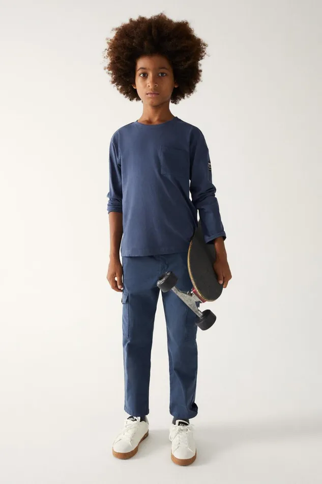 Kids Blue Great B LongSleeved TShirt Ecoalf TShirts