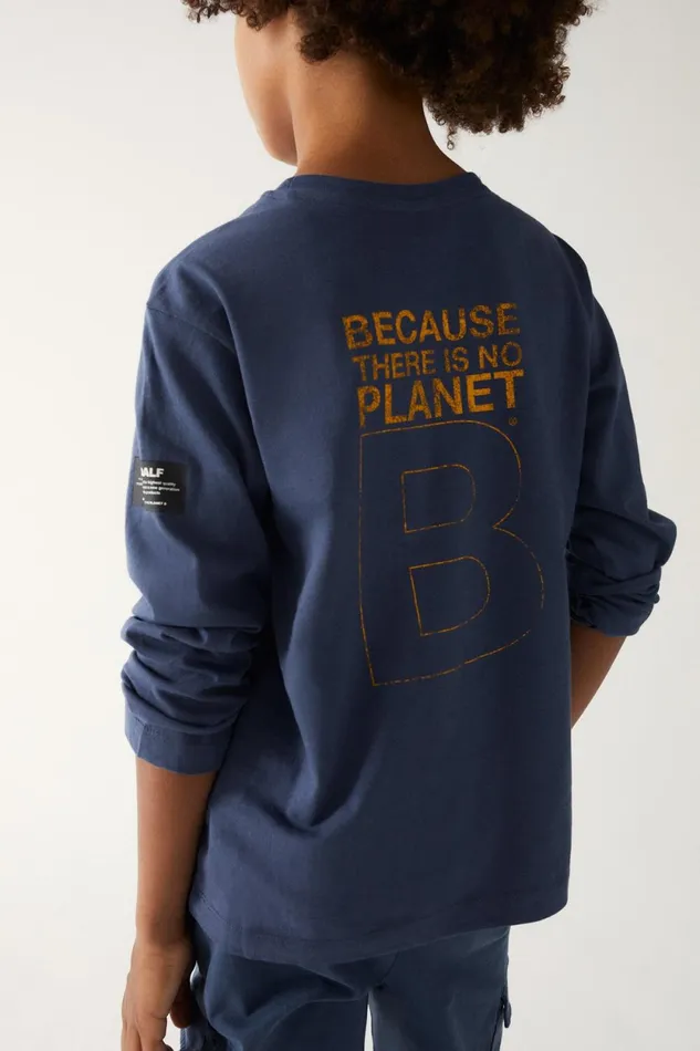Kids Blue Great B LongSleeved TShirt Ecoalf TShirts
