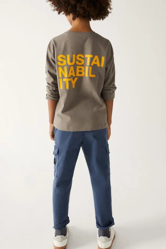Kids Brown Walnut LongSleeved TShirt Ecoalf TShirts