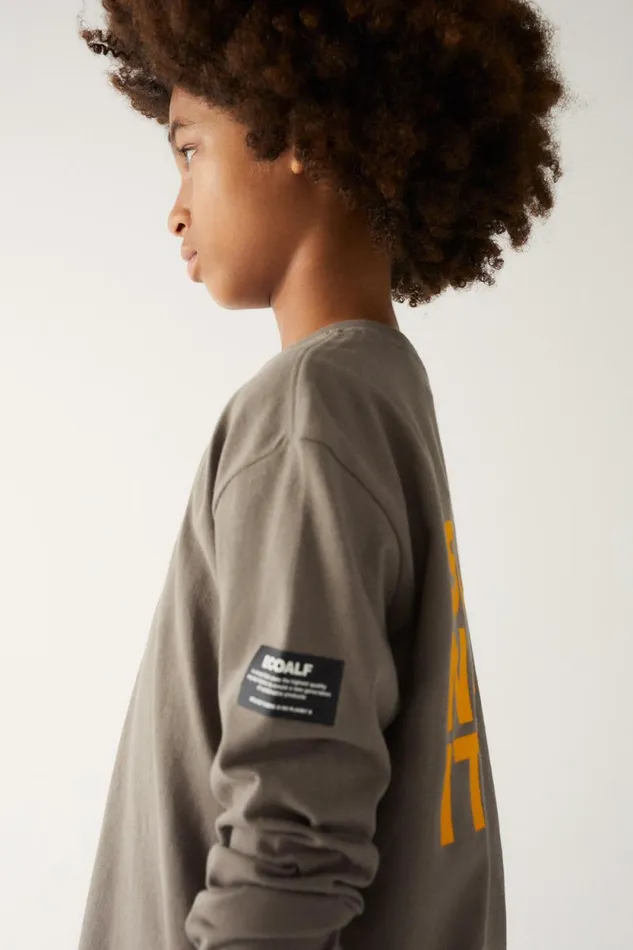 Kids Brown Walnut LongSleeved TShirt Ecoalf TShirts