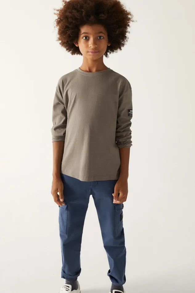 Kids Brown Walnut LongSleeved TShirt Ecoalf TShirts