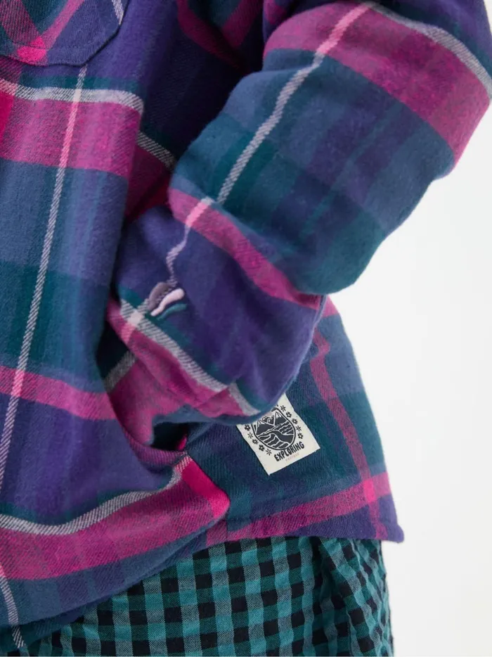 Kids Coats and Jackets Fat Face Purple Check Shacket
