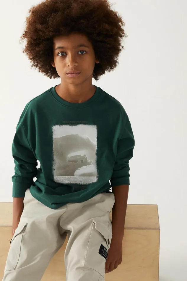 Kids Green Creeper LongSleeved TShirt Ecoalf TShirts