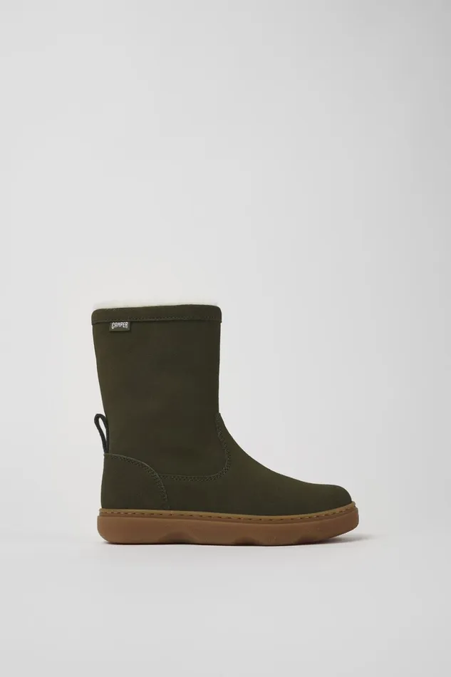Kids Kiddo Green Nubuck Boots For Kids Camper Boots Kids Kiddo Green Nubuck Boots For Kids Camper Boots