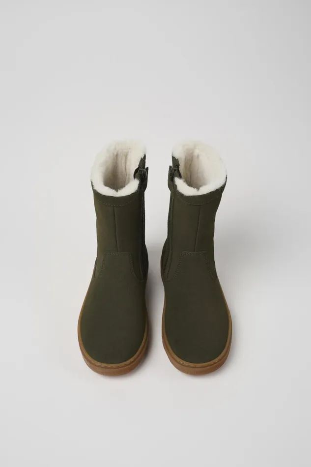 Kids Kiddo Green Nubuck Boots For Kids Camper Boots Kids Kiddo Green Nubuck Boots For Kids Camper Boots