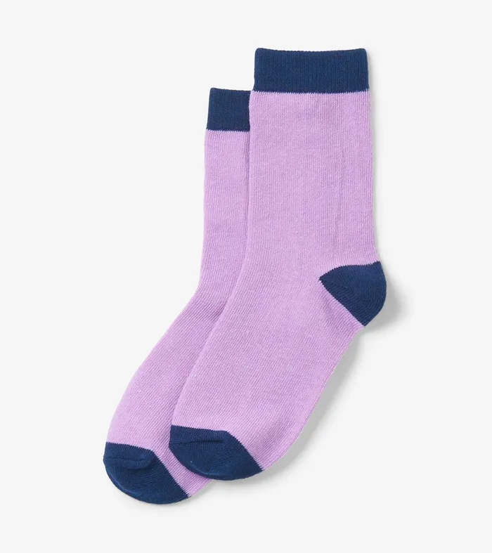 Kids Lilac and Navy Crew Socks Hatley