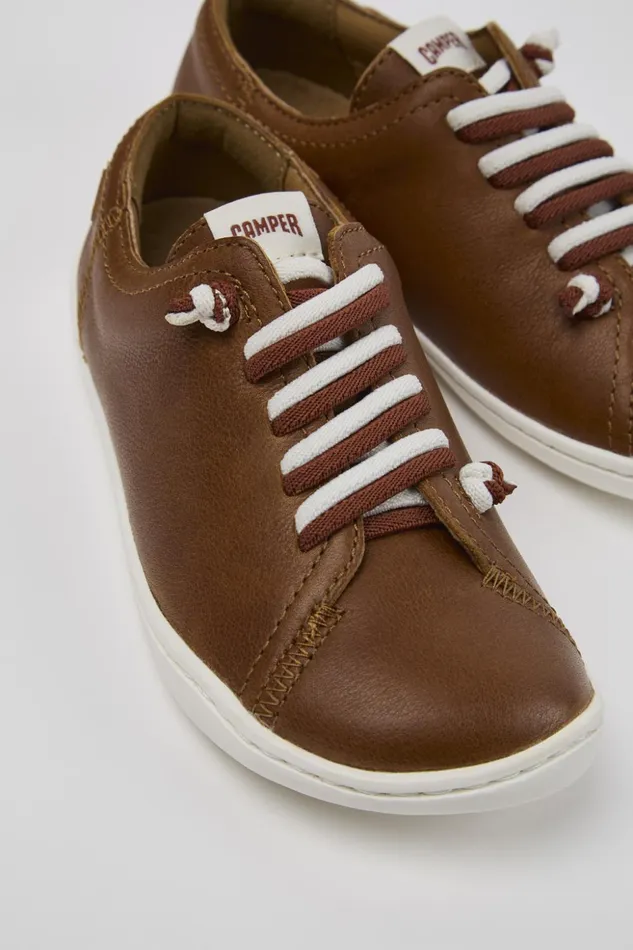 Kids Peu Brown Leather Kids039 Shoes Camper Casual Shoes