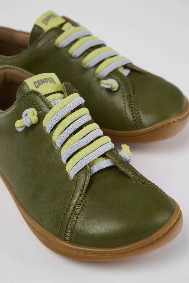 Kids Peu Green Leather Slipon Camper Casual Shoes