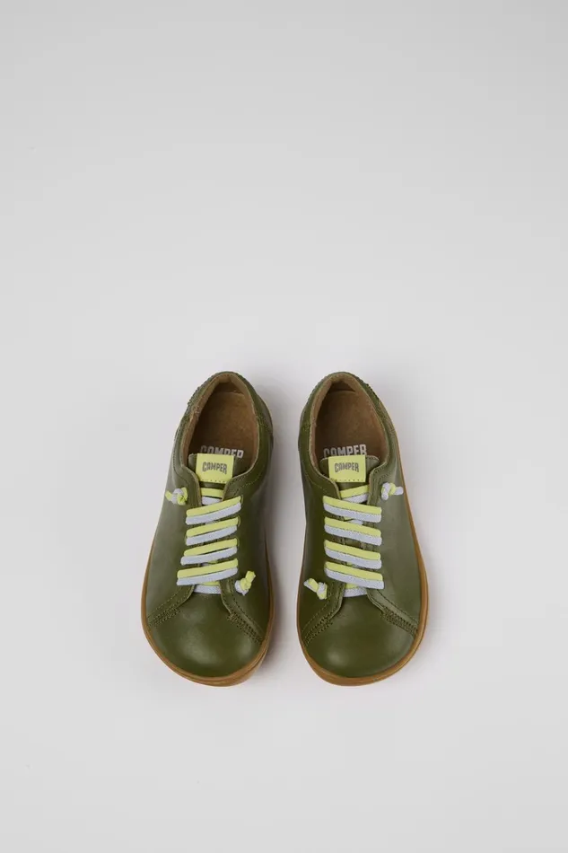 Kids Peu Green Leather Slipon Camper Casual Shoes Kids Peu Green Leather Slipon Camper Casual Shoes