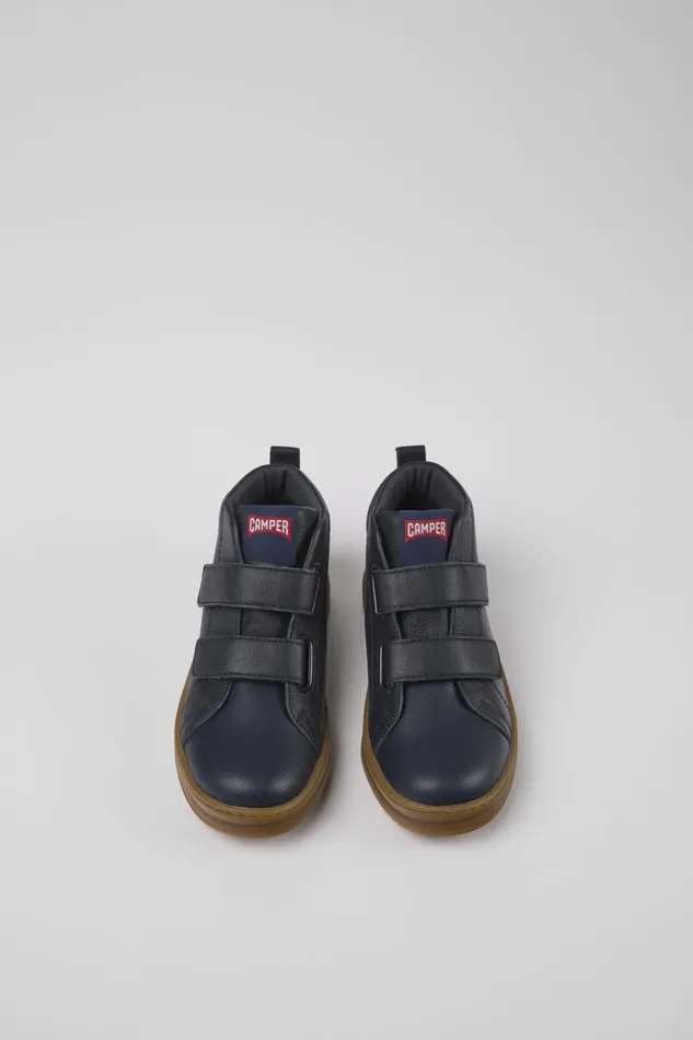 Kids Runner Navy Blue Leather And Textile Ankle Boots For Kids Camper Boots Kids Runner Navy Blue Leather And Textile Ankle Boots For Kids Camper Boots
