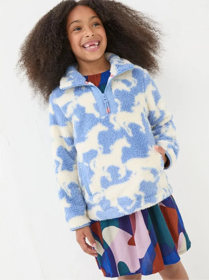 Kids Sweatshirts and Hoodies Fat Face Blue Horse Half Neck Fleece