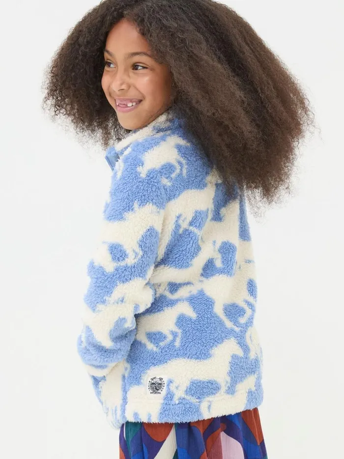 Kids Sweatshirts and Hoodies Fat Face Blue Horse Half Neck Fleece