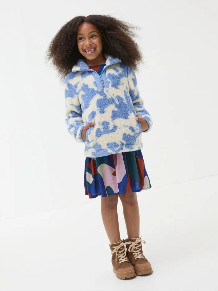 Kids Sweatshirts and Hoodies Fat Face Blue Horse Half Neck Fleece