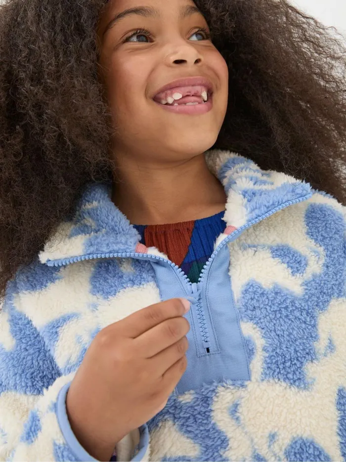 Kids Sweatshirts and Hoodies Fat Face Blue Horse Half Neck Fleece