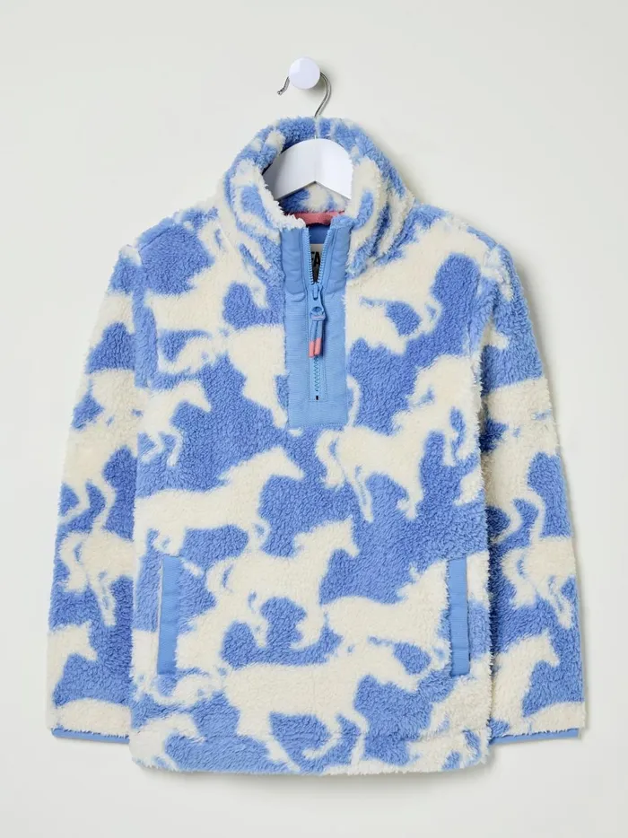 Kids Sweatshirts and Hoodies Fat Face Blue Horse Half Neck Fleece