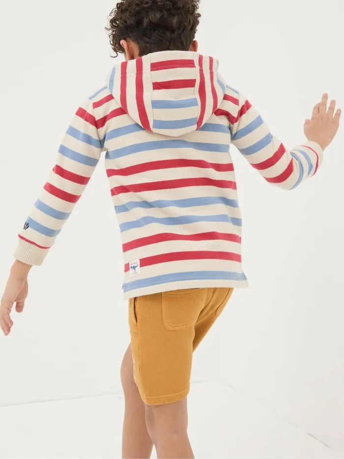 Kids Sweatshirts and Hoodies Fat Face Natural Stripe Half Neck Hoodie