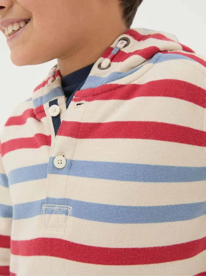 Kids Sweatshirts and Hoodies Fat Face Natural Stripe Half Neck Hoodie