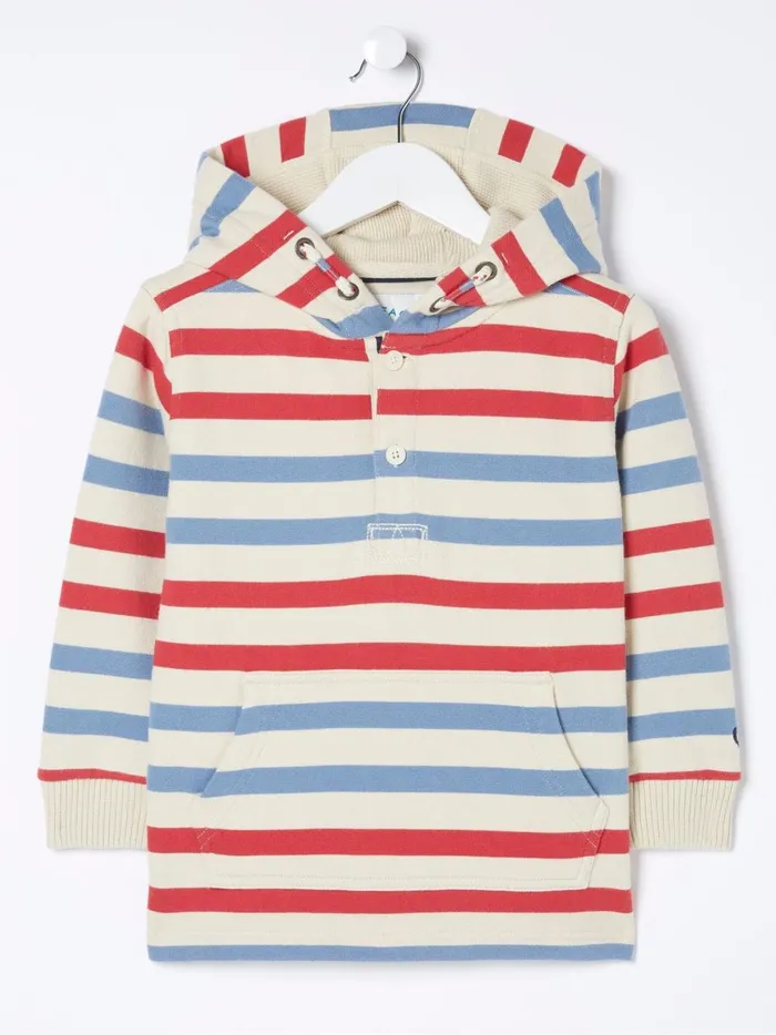Kids Sweatshirts and Hoodies Fat Face Natural Stripe Half Neck Hoodie