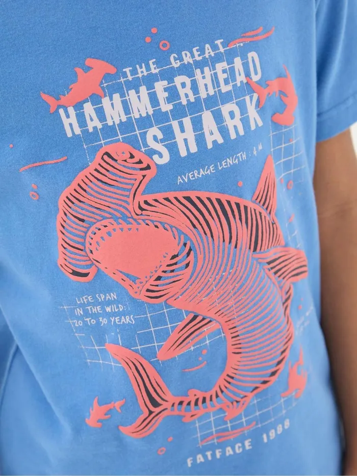 Kids TShirts and Polos Fat Face Blue Hammerhead Shark TShirt