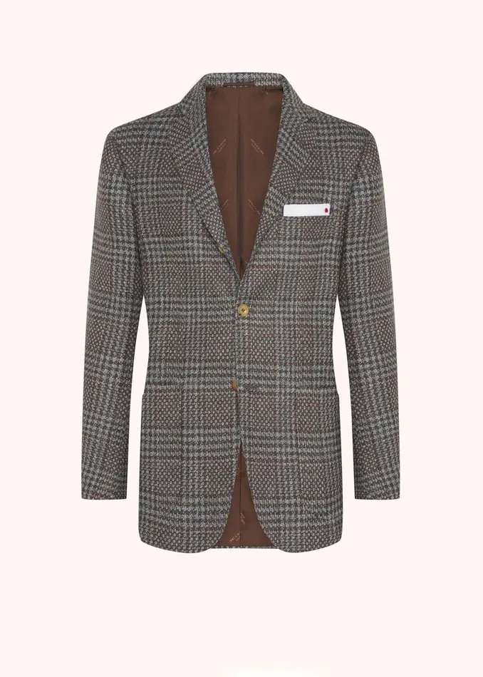 Kiton Jackets GLEN PLAID CASHMERE BLEND BLAZER 8211 Men