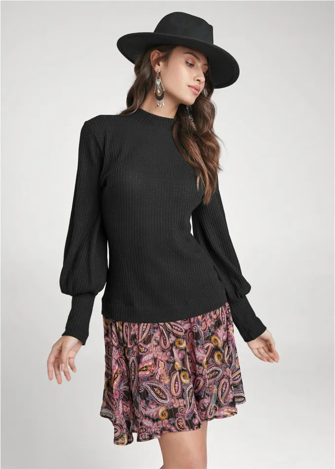 Knit Top Dress Black Multi Women VENUS Sundresses