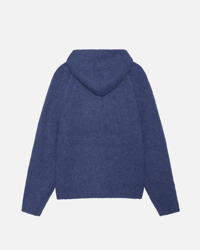 Knits MenWomen Stussy CHUNKY KNIT ZIP HOODIE Blue