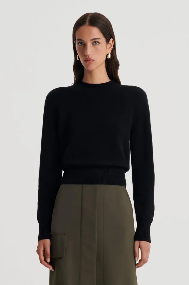 Knitwear Women Scanlan Theodore CASHMERE CREW SWEATER Black Knitwear Women Scanlan Theodore CASHMERE CREW SWEATER Black