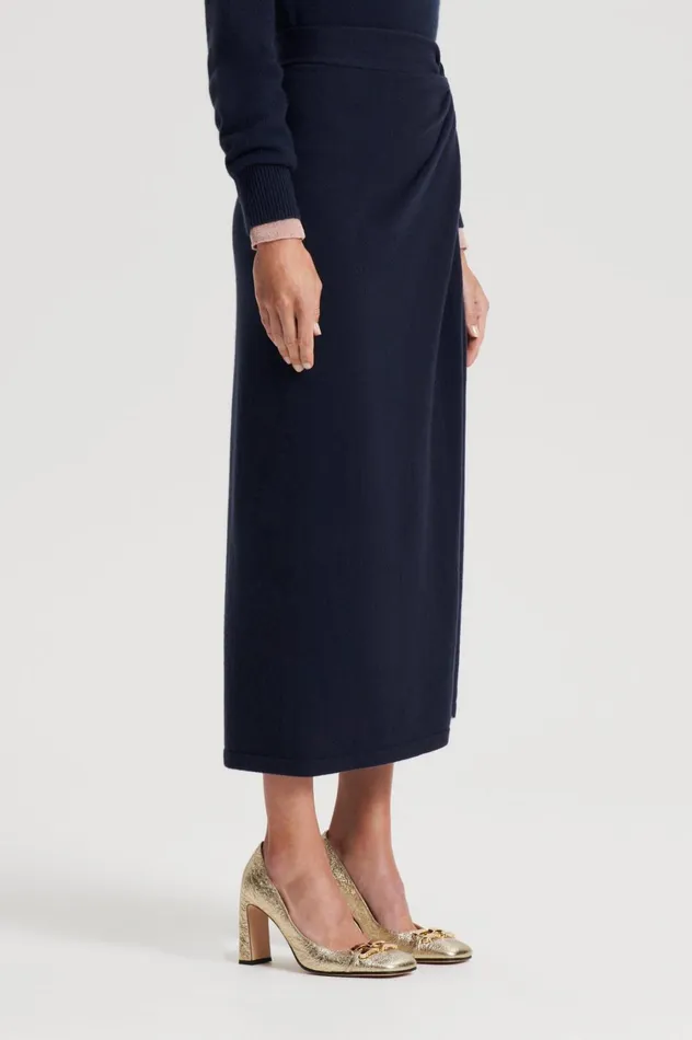 Knitwear Women Scanlan Theodore CASHMERE SARONG SKIRT Navy Knitwear Women Scanlan Theodore CASHMERE SARONG SKIRT Navy