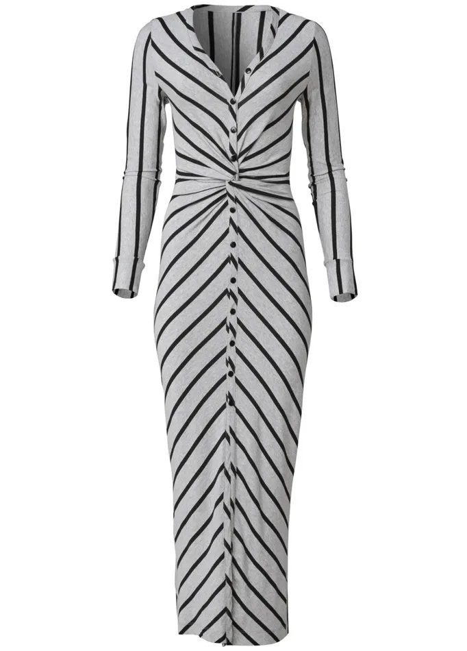 KNOT FRONT MAXI DRESS Grey and Black Women VENUS Sundresses