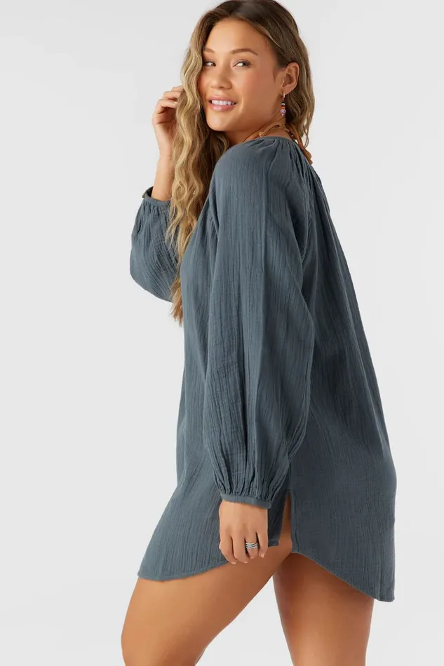 KRYSTEN CRINKLE DOUBLE GAUZE TUNIC SWIM COVERUP Slate Women O039NEILL Collections