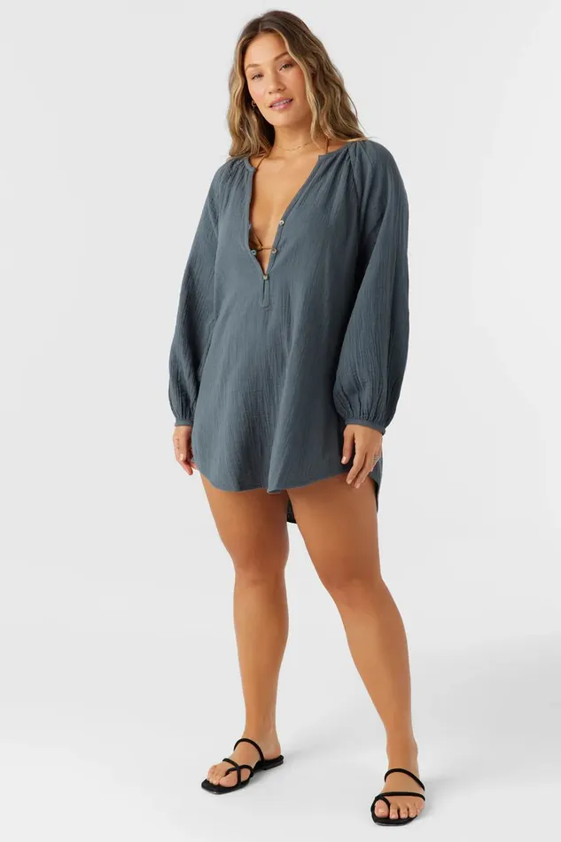KRYSTEN CRINKLE DOUBLE GAUZE TUNIC SWIM COVERUP Slate Women O039NEILL Collections