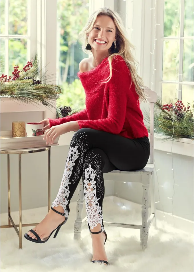 LACE DETAIL LEGGINGS Black Women VENUS Leggings