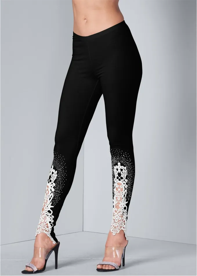 LACE DETAIL LEGGINGS Black Women VENUS Leggings