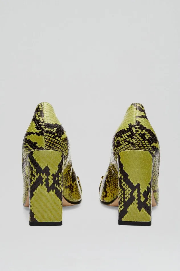 Leather Women Scanlan Theodore GOLD TRIM SQUARE TOE PUMP 95 Vert Leather Women Scanlan Theodore GOLD TRIM SQUARE TOE PUMP 95 Vert