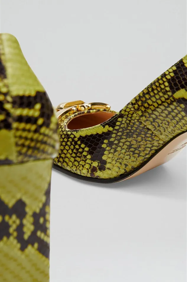 Leather Women Scanlan Theodore GOLD TRIM SQUARE TOE PUMP 95 Vert Leather Women Scanlan Theodore GOLD TRIM SQUARE TOE PUMP 95 Vert