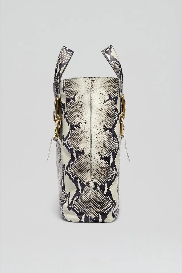 Leather Women Scanlan Theodore LEATHER REPTILE BAG Stone Leather Women Scanlan Theodore LEATHER REPTILE BAG Stone