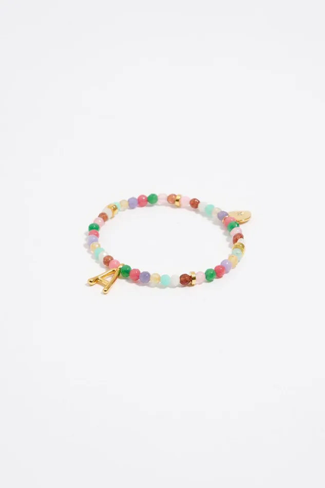Letter A Multicolor Stones Bracelet Gold Women Bimba Y Lola Jewelry