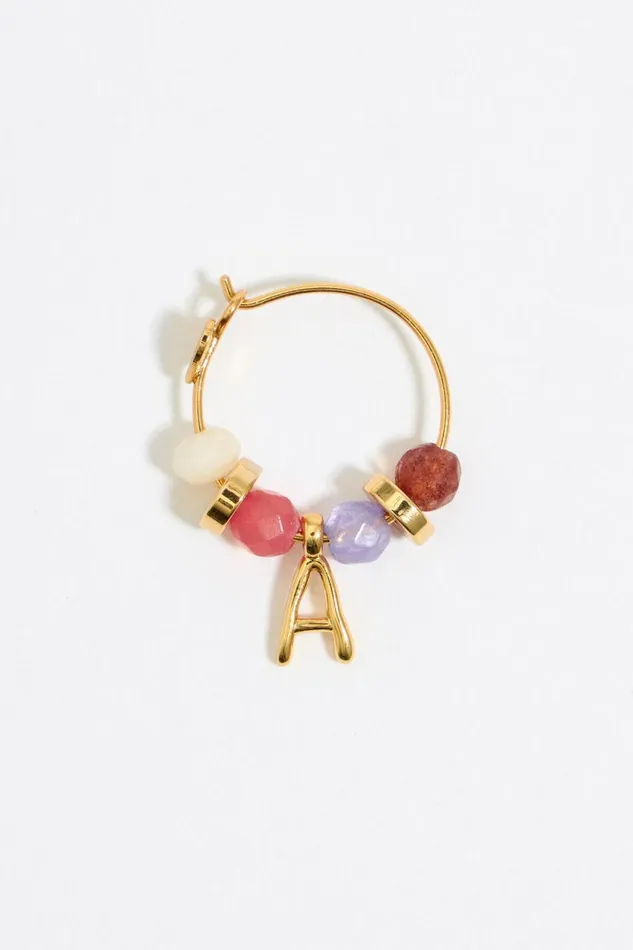 Letter A Multicolor Stones Earrings Gold Women Bimba Y Lola Jewelry Letter A Multicolor Stones Earrings Gold Women Bimba Y Lola Jewelry