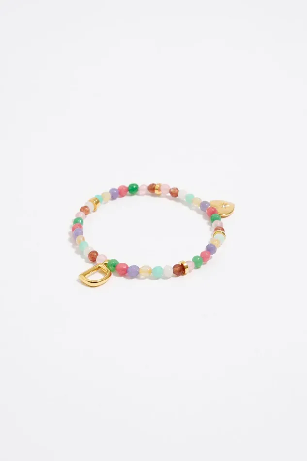 Letter D Multicolor Stones Bracelet Gold Women Bimba Y Lola Jewelry