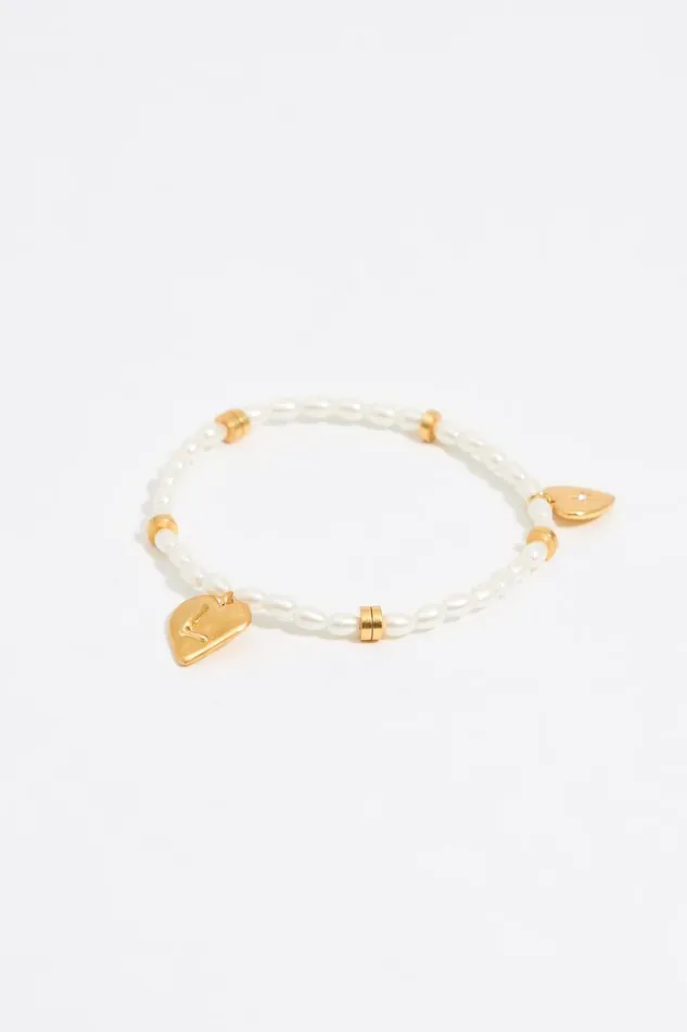 Letter L Heart And Pearl Bracelet Gold Women Bimba Y Lola Alphabet