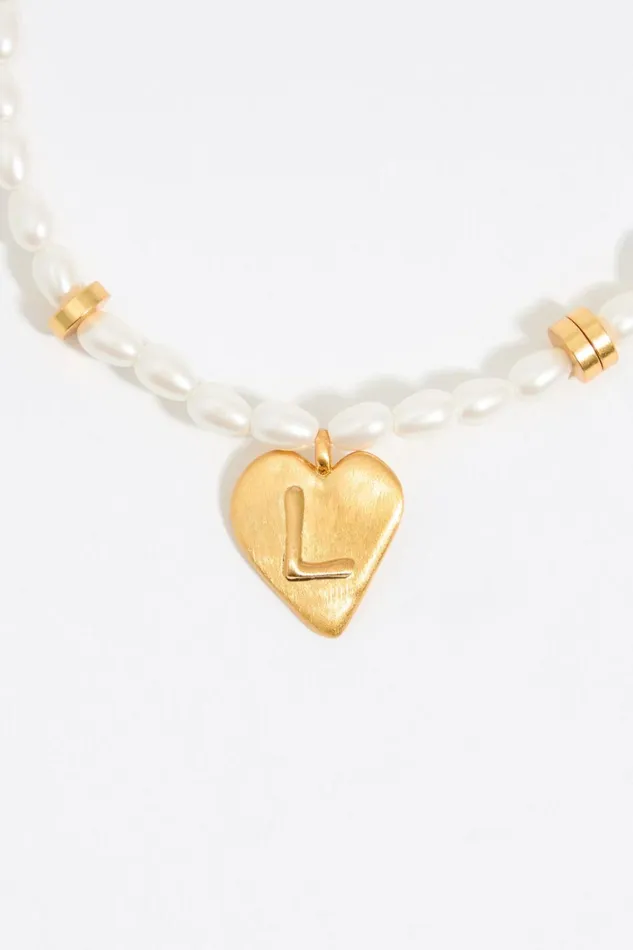 Letter L Heart And Pearl Bracelet Gold Women Bimba Y Lola Alphabet Letter L Heart And Pearl Bracelet Gold Women Bimba Y Lola Alphabet