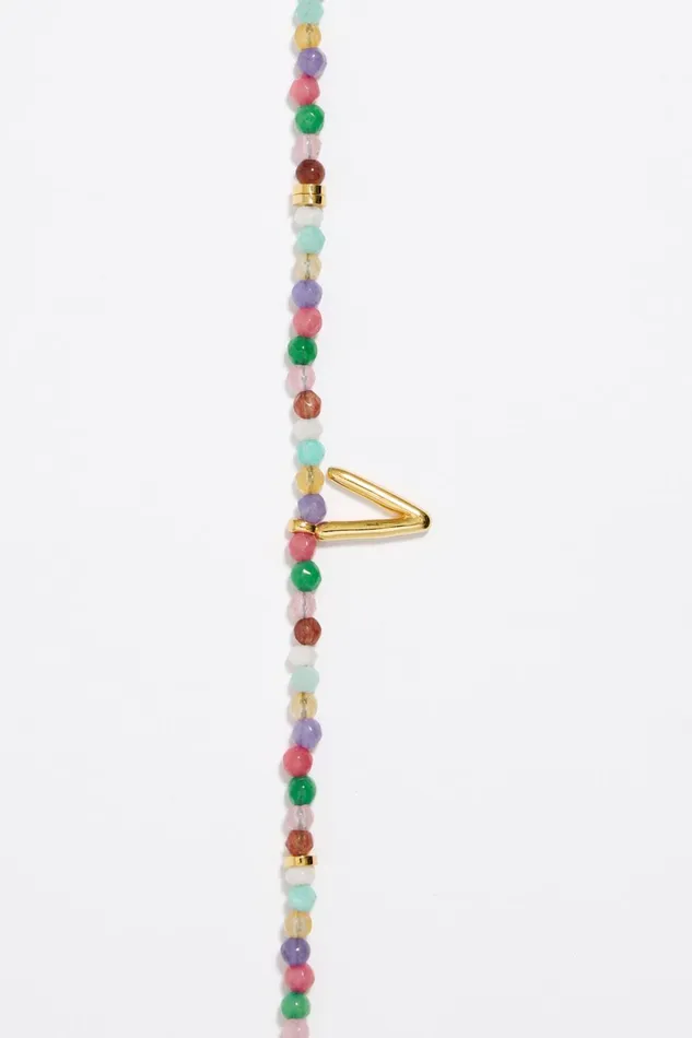 Letter V Multicolor Stones Necklace Gold Women Bimba Y Lola Alphabet Letter V Multicolor Stones Necklace Gold Women Bimba Y Lola Alphabet