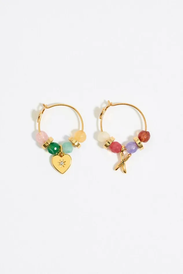 Letter X Multicolor Stones Earrings Gold Women Bimba Y Lola Alphabet