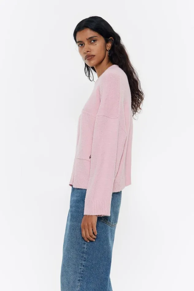 Light Pink Boxy Pockets Sweater Pink Women Bimba Y Lola Knitwear Light Pink Boxy Pockets Sweater Pink Women Bimba Y Lola Knitwear