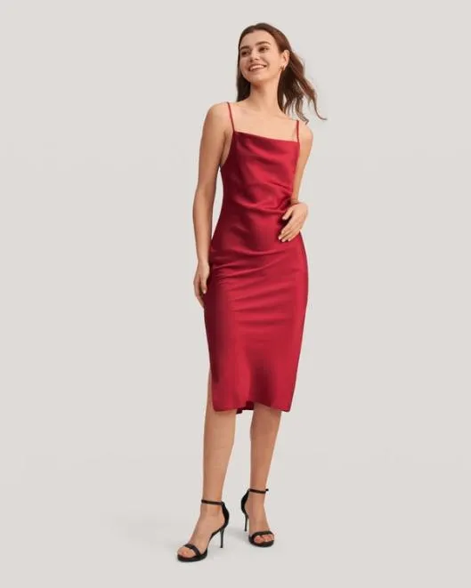 Lilysilk Cowl Neck Champagne Silk Slip Dress US Online Women Jumpsuits Lilysilk Dresses