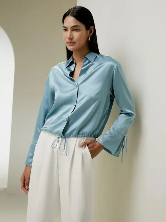 LILYSILK X NATASHA Silk Blouse With Drawstring Women Blouses Lilysilk Shirts